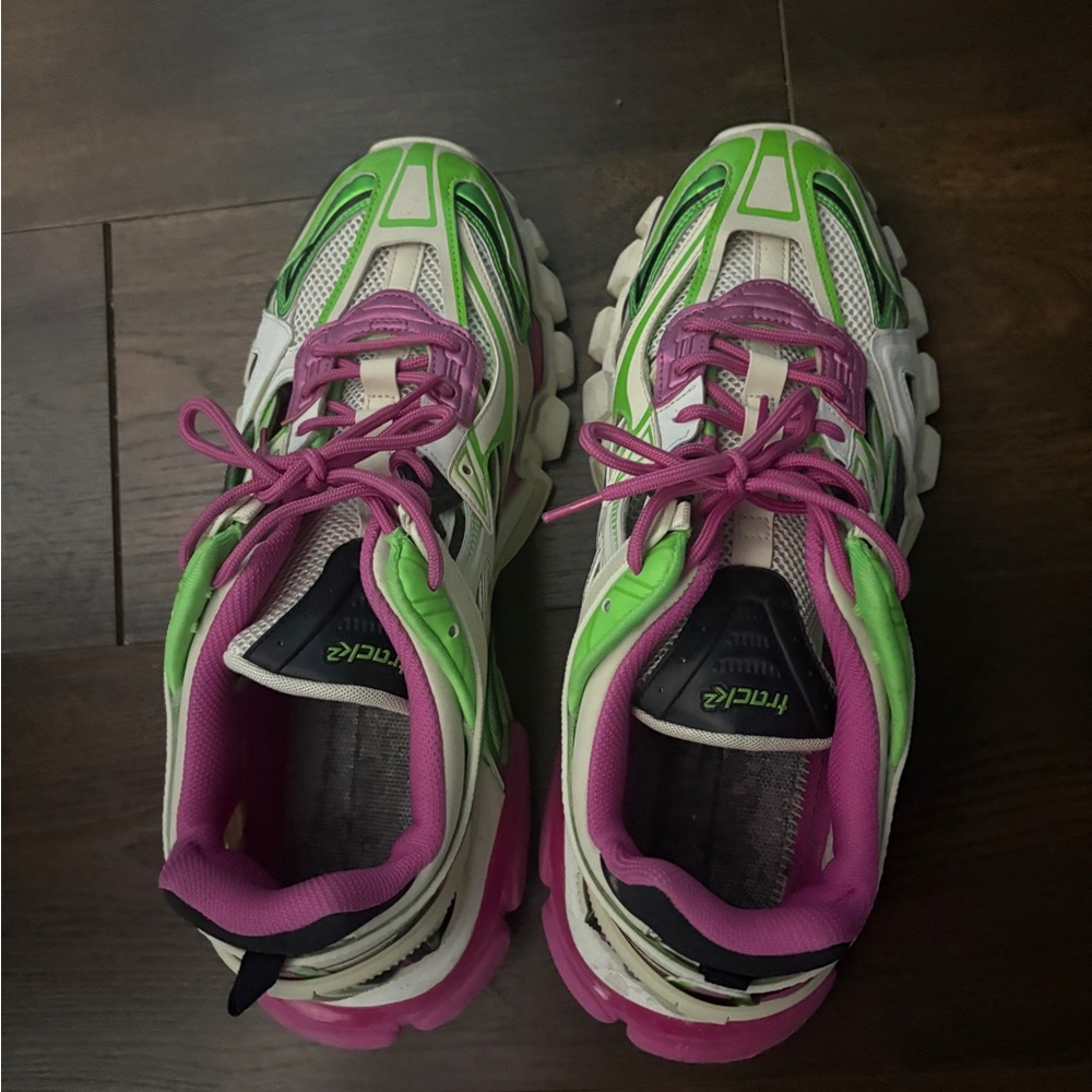 Balenciaga Green and Pink Athletic Shoes
